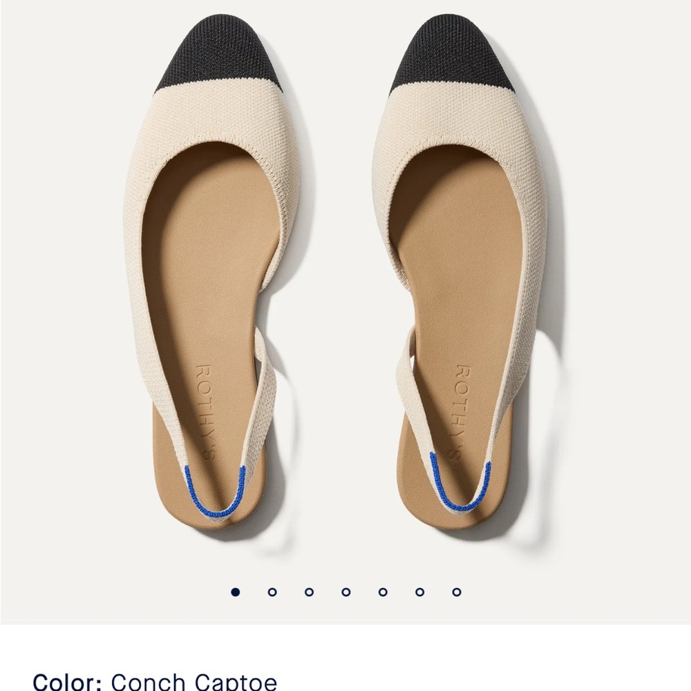 Rothy's almond and Black conch Captoe Flats